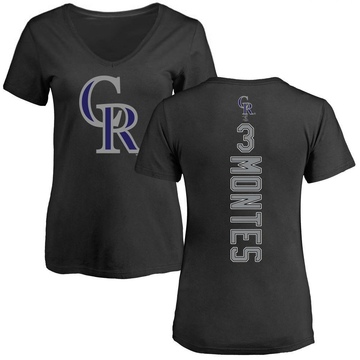 Women's Colorado Rockies Coco Montes ＃3 Backer Slim Fit T-Shirt - Black