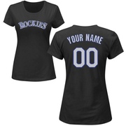 Women's Colorado Rockies Custom ＃00 Roster Name & Number T-Shirt - Black