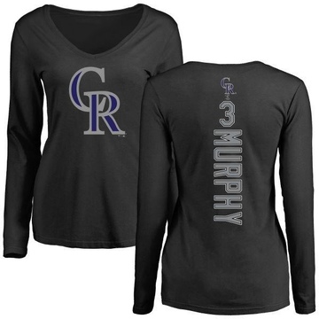 Women's Colorado Rockies Dale Murphy ＃3 Backer Slim Fit Long Sleeve T-Shirt - Black