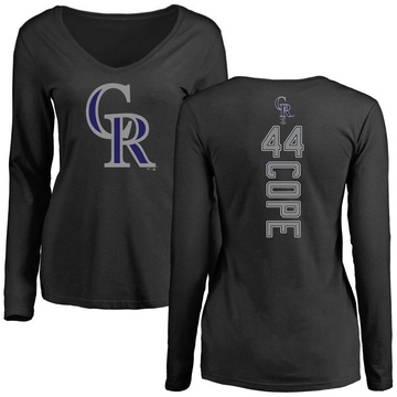 Women's Colorado Rockies Daniel Cope ＃44 Backer Slim Fit Long Sleeve T-Shirt - Black