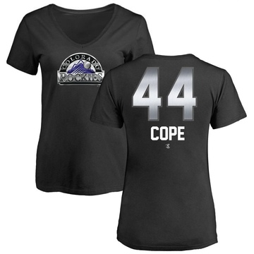 Women's Colorado Rockies Daniel Cope ＃44 Midnight Mascot V-Neck T-Shirt - Black