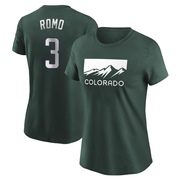 Women's Colorado Rockies Drew Romo ＃3 2022 City Connect Name & Number T-Shirt - Green