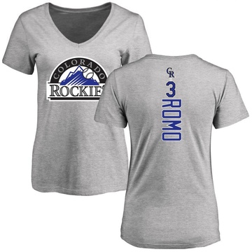 Women's Colorado Rockies Drew Romo ＃3 Backer Slim Fit T-Shirt Ash