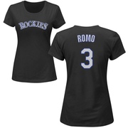 Women's Colorado Rockies Drew Romo ＃3 Roster Name & Number T-Shirt - Black