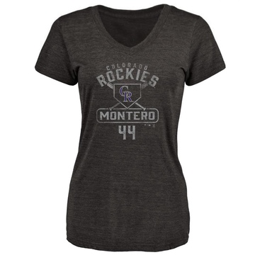 Women's Colorado Rockies Elehuris Montero ＃44 Base Runner T-Shirt - Black