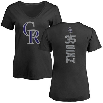 Women's Colorado Rockies Elias Diaz ＃35 Backer Slim Fit T-Shirt - Black