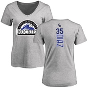 Women's Colorado Rockies Elias Diaz ＃35 Backer Slim Fit T-Shirt Ash