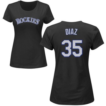 Women's Colorado Rockies Elias Diaz ＃35 Roster Name & Number T-Shirt - Black