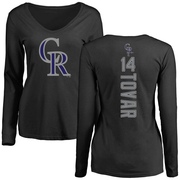 Women's Colorado Rockies Ezequiel Tovar ＃14 Backer Slim Fit Long Sleeve T-Shirt - Black