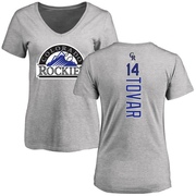 Women's Colorado Rockies Ezequiel Tovar ＃14 Backer Slim Fit T-Shirt Ash