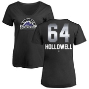 Women's Colorado Rockies Gavin Hollowell ＃64 Midnight Mascot V-Neck T-Shirt - Black