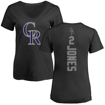 Women's Colorado Rockies Greg Jones ＃2 Backer Slim Fit T-Shirt - Black