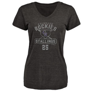 Women's Colorado Rockies Jacob Stallings ＃25 Base Runner T-Shirt - Black