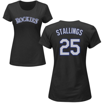 Women's Colorado Rockies Jacob Stallings ＃25 Roster Name & Number T-Shirt - Black