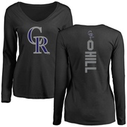 Women's Colorado Rockies Jaden Hill ＃0 Backer Slim Fit Long Sleeve T-Shirt - Black