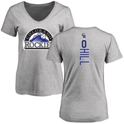 Women's Colorado Rockies Jaden Hill ＃0 Backer Slim Fit T-Shirt Ash