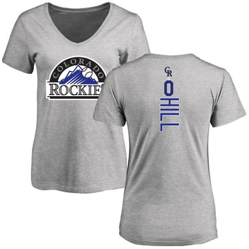 Women's Colorado Rockies Jaden Hill ＃0 Backer Slim Fit T-Shirt Ash