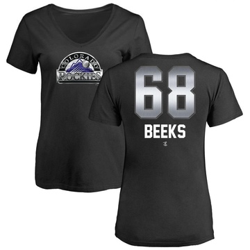 Women's Colorado Rockies Jalen Beeks ＃68 Midnight Mascot V-Neck T-Shirt - Black