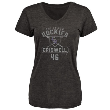 Women's Colorado Rockies Jeff Criswell ＃46 Base Runner T-Shirt - Black