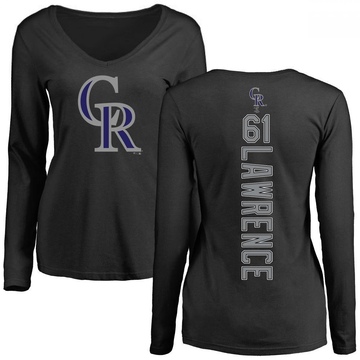 Women's Colorado Rockies Justin Lawrence ＃61 Backer Slim Fit Long Sleeve T-Shirt - Black