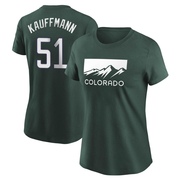 Women's Colorado Rockies Karl Kauffmann ＃51 2022 City Connect Name & Number T-Shirt - Green