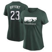 Women's Colorado Rockies Kris Bryant ＃23 2022 City Connect Name & Number T-Shirt - Green