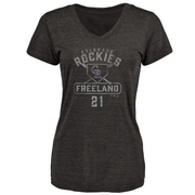 Women's Colorado Rockies Kyle Freeland ＃21 Base Runner T-Shirt - Black