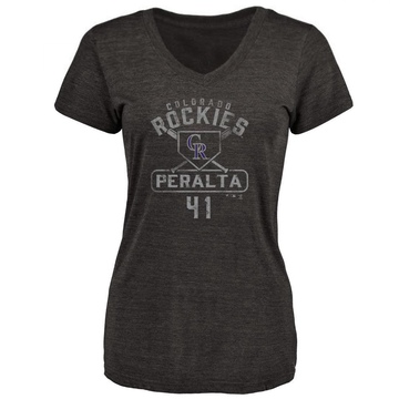 Women's Colorado Rockies Luis Peralta ＃41 Base Runner T-Shirt - Black