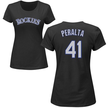 Women's Colorado Rockies Luis Peralta ＃41 Roster Name & Number T-Shirt - Black