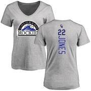 Women's Colorado Rockies Nolan Jones ＃22 Backer Slim Fit T-Shirt Ash