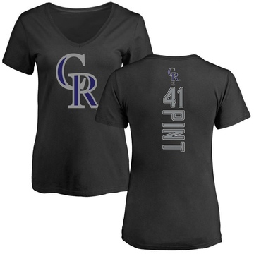 Women's Colorado Rockies Riley Pint ＃41 Backer Slim Fit T-Shirt - Black