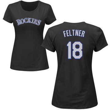 Women's Colorado Rockies Ryan Feltner ＃18 Roster Name & Number T-Shirt - Black