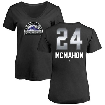 Women's Colorado Rockies Ryan McMahon ＃24 Midnight Mascot V-Neck T-Shirt - Black