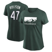 Women's Colorado Rockies Ryan Rolison ＃47 2022 City Connect Name & Number T-Shirt - Green