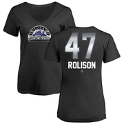 Women's Colorado Rockies Ryan Rolison ＃47 Midnight Mascot V-Neck T-Shirt - Black