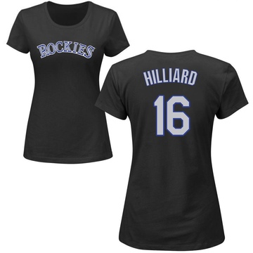 Women's Colorado Rockies Sam Hilliard ＃16 Roster Name & Number T-Shirt - Black