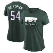 Women's Colorado Rockies Seth Halvorsen ＃54 2022 City Connect Name & Number T-Shirt - Green