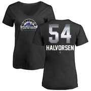 Women's Colorado Rockies Seth Halvorsen ＃54 Midnight Mascot V-Neck T-Shirt - Black