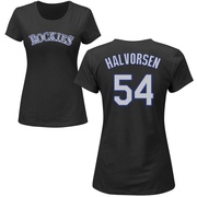 Women's Colorado Rockies Seth Halvorsen ＃54 Roster Name & Number T-Shirt - Black