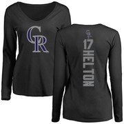 Women's Colorado Rockies Todd Helton ＃17 Backer Slim Fit Long Sleeve T-Shirt - Black