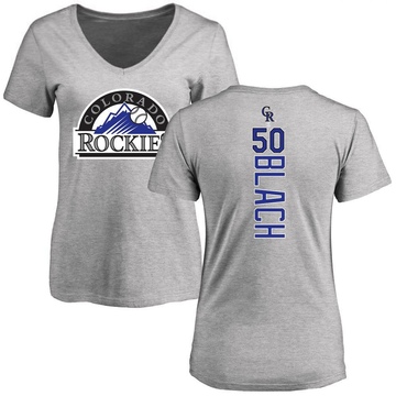 Women's Colorado Rockies Ty Blach ＃50 Backer Slim Fit T-Shirt Ash