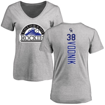 Women's Colorado Rockies Victor Vodnik ＃38 Backer Slim Fit T-Shirt Ash