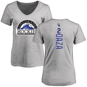 Women's Colorado Rockies Yonathan Daza ＃2 Backer Slim Fit T-Shirt Ash