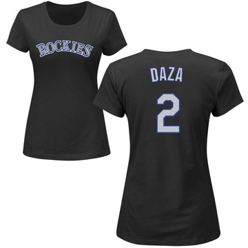 Women's Colorado Rockies Yonathan Daza ＃2 Roster Name & Number T-Shirt - Black