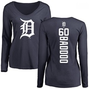 Women's Detroit Tigers Akil Baddoo ＃60 Backer Slim Fit Long Sleeve T-Shirt - Navy