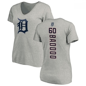 Women's Detroit Tigers Akil Baddoo ＃60 Backer Slim Fit T-Shirt Ash