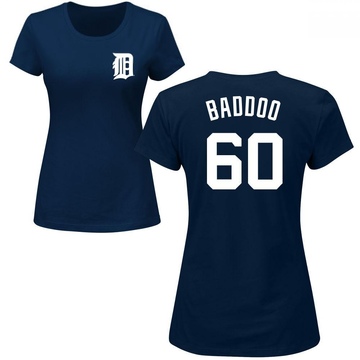 Women's Detroit Tigers Akil Baddoo ＃60 Roster Name & Number T-Shirt - Navy