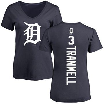 Women's Detroit Tigers Alan Trammell ＃3 Backer Slim Fit T-Shirt - Navy