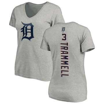 Women's Detroit Tigers Alan Trammell ＃3 Backer Slim Fit T-Shirt Ash