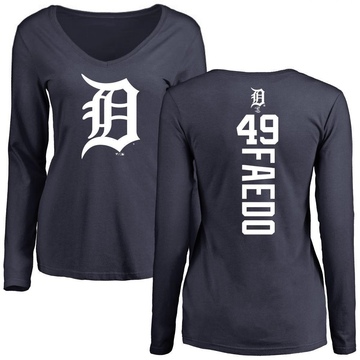 Women's Detroit Tigers Alex Faedo ＃49 Backer Slim Fit Long Sleeve T-Shirt - Navy